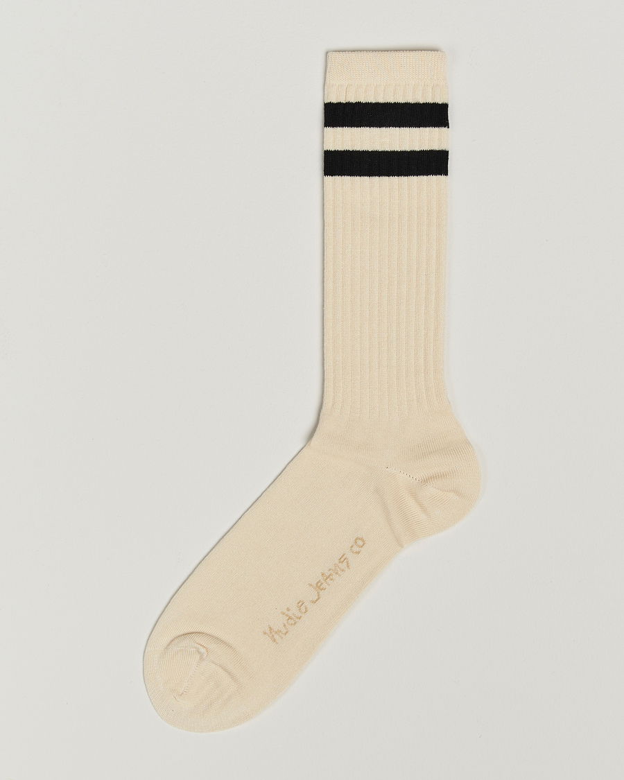 Uomini | Biancheria intima | Nudie Jeans | Amundsson Tennis Socks Off White/Black