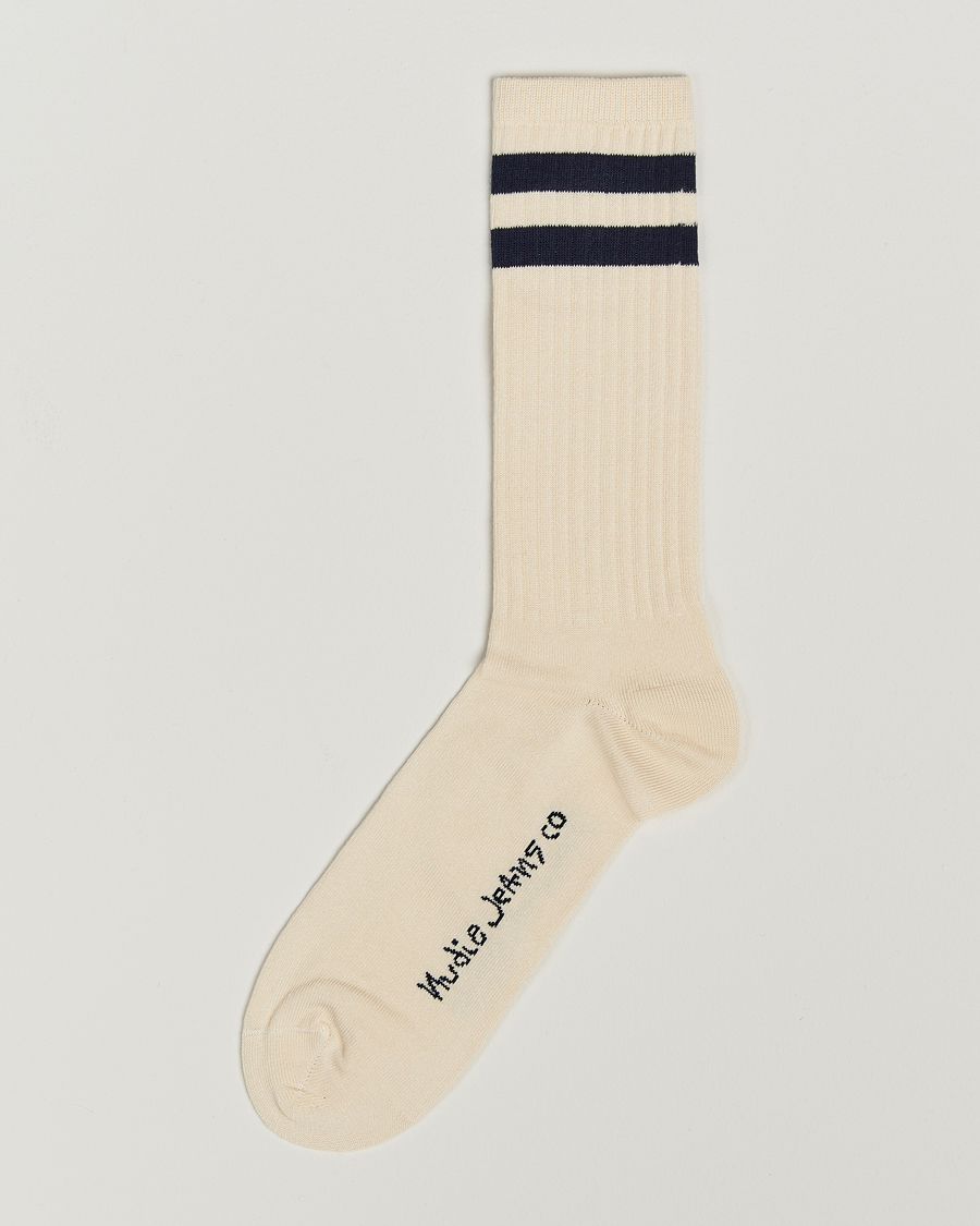 Uomini | Biancheria intima | Nudie Jeans | Amundsson Tennis Socks Off White/Navy