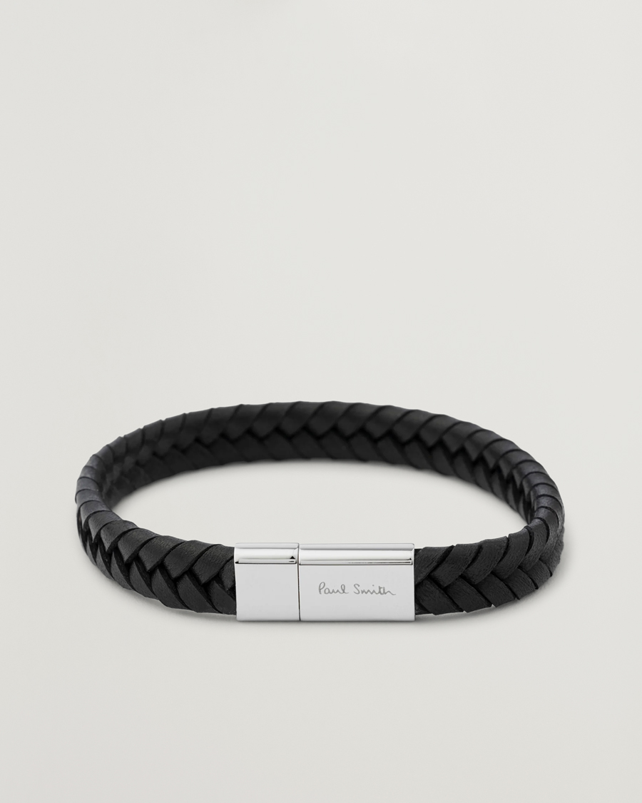 Uomini | Paul Smith Two Tone Leather Bracelet Black | Paul Smith | Two Tone Leather Bracelet Black