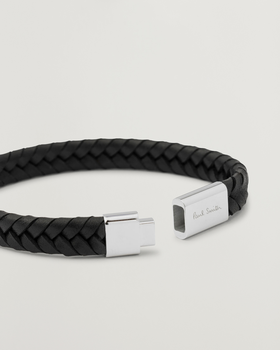 Uomini | Paul Smith Two Tone Leather Bracelet Black | Paul Smith | Two Tone Leather Bracelet Black