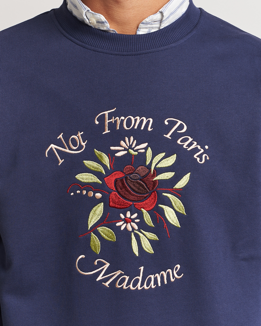 Uomini | Maglieria | Drôle de Monsieur | Flower Slogan Sweatshirt Dark Navy