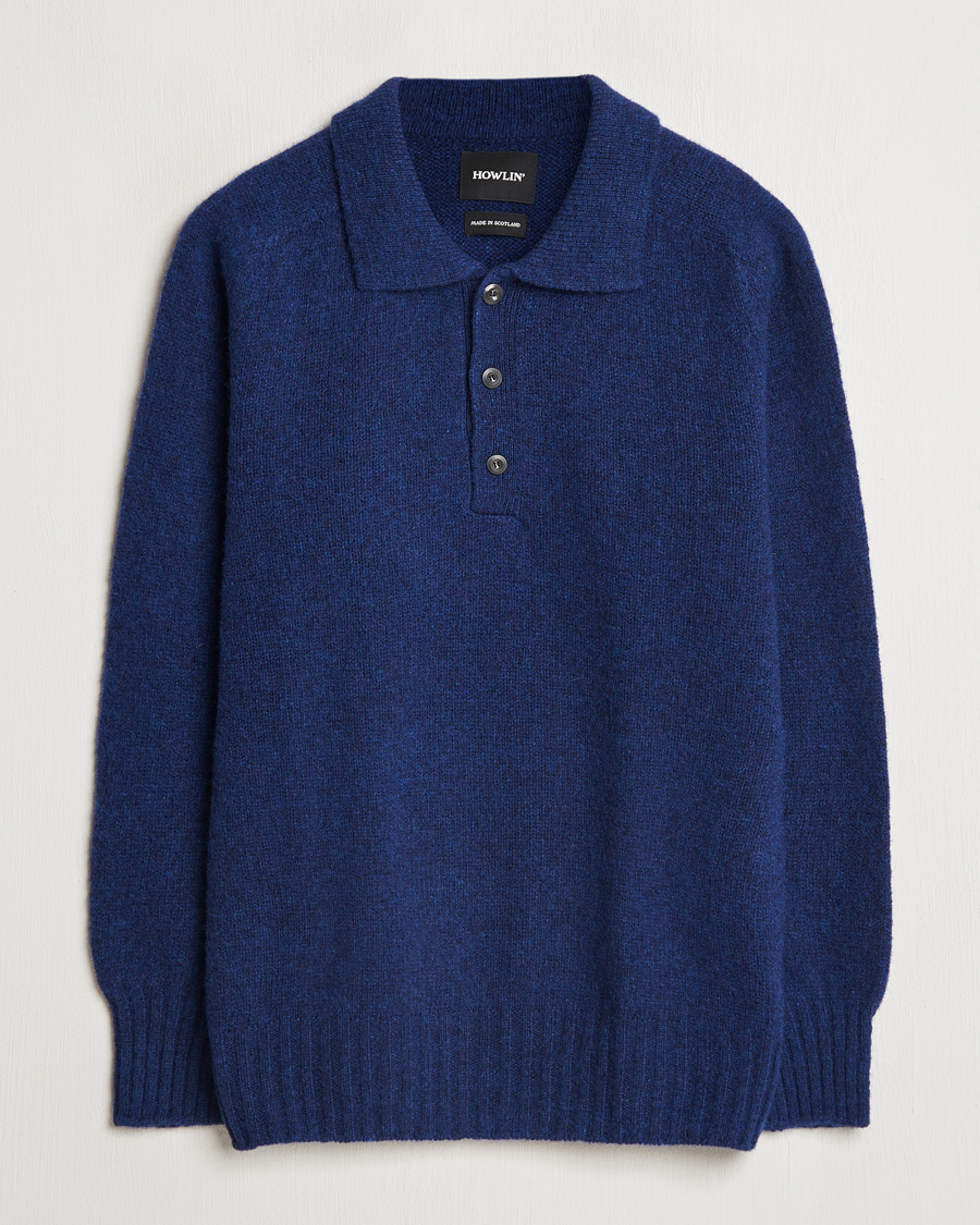 Uomini | Maglieria | Howlin' | Brushed Wool Polo Magic Blue