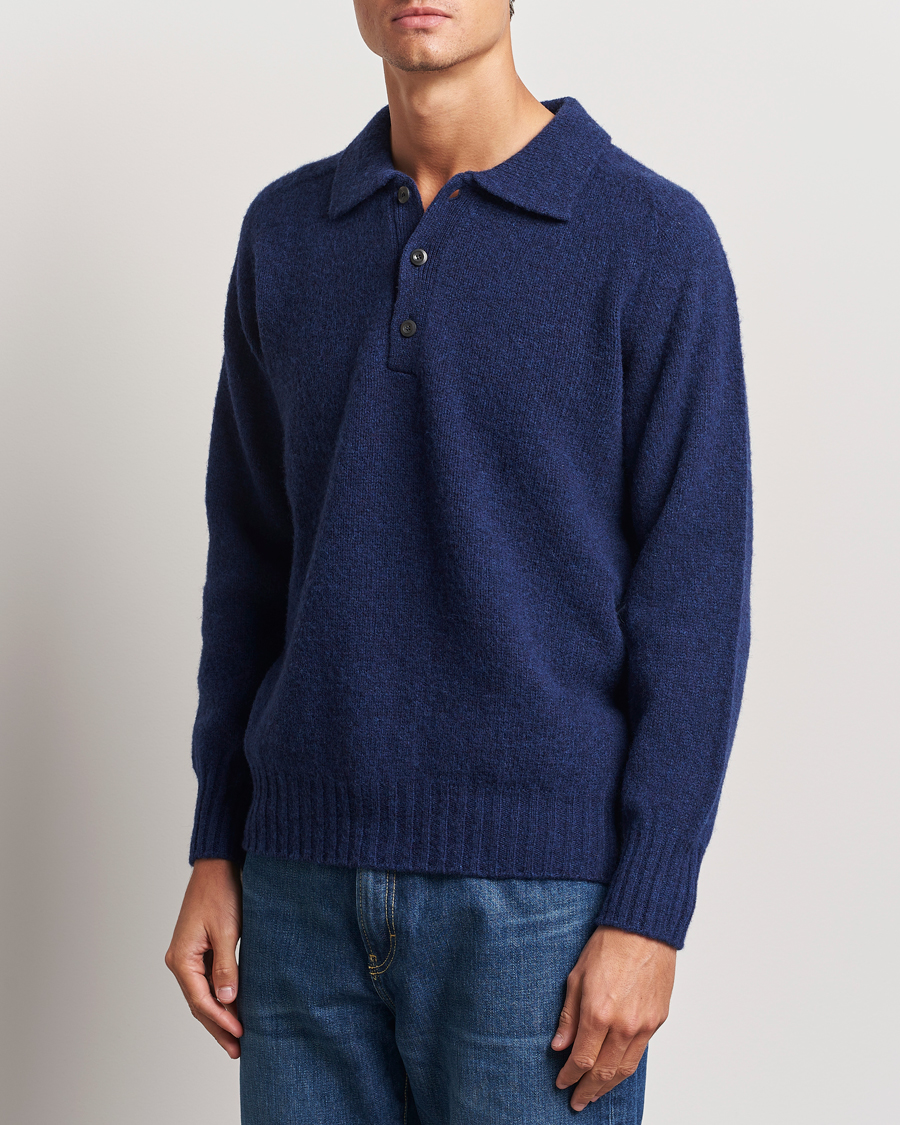 Uomini | Maglieria | Howlin' | Brushed Wool Polo Magic Blue
