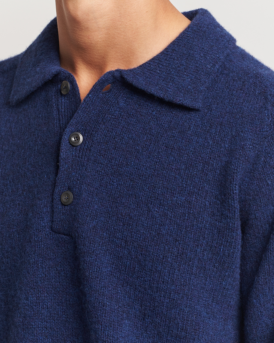 Uomini | Maglieria | Howlin' | Brushed Wool Polo Magic Blue