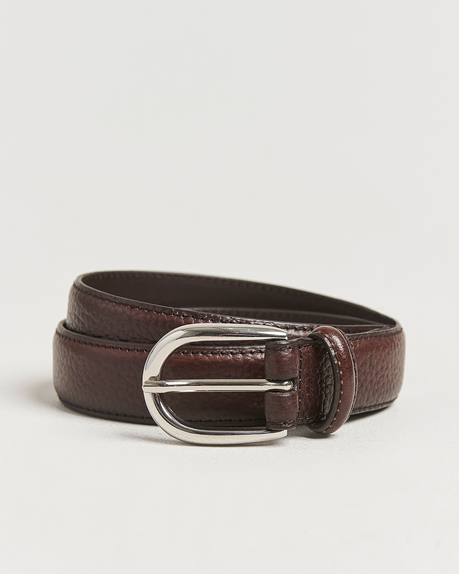 Uomini | Cinture | Loake Shoemakers | Loake 1880 Harry Grained Leather Belt Dark Brown