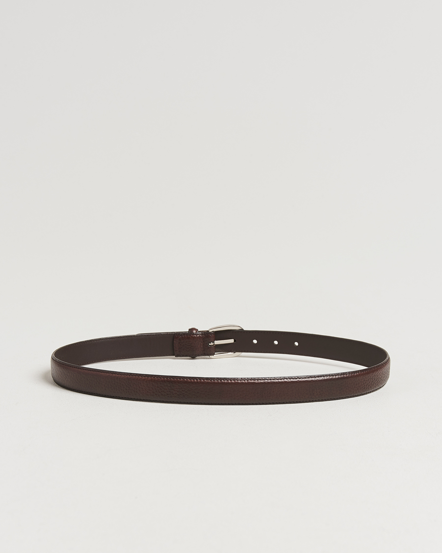 Uomini | Cinture | Loake Shoemakers | Loake 1880 Harry Grained Leather Belt Dark Brown