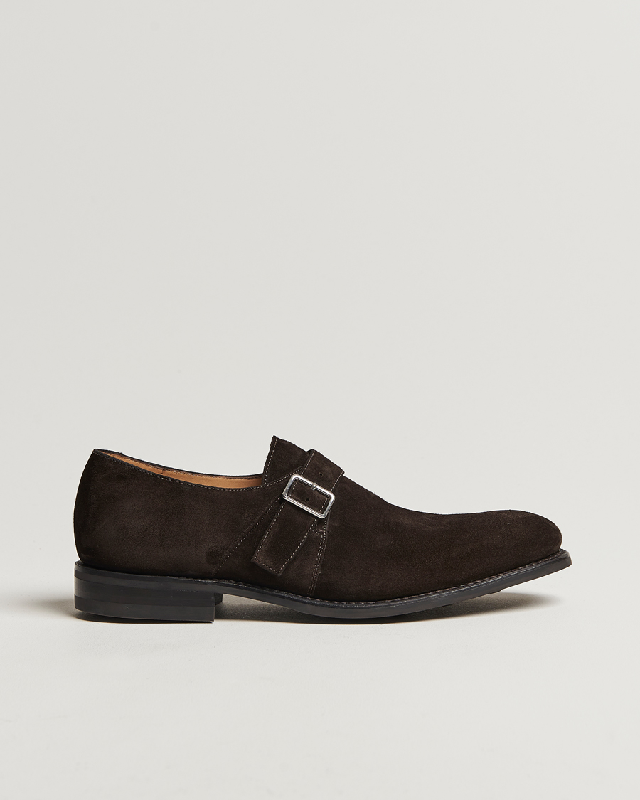 Uomini | Scarpe con cinturino alla caviglia | Loake 1880 | 357 Suede Single Monk Dark Brown