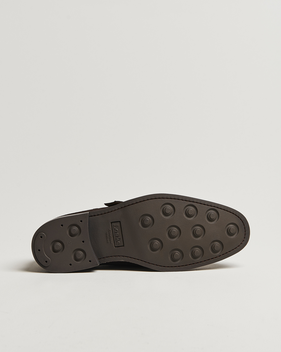 Uomini | Scarpe con cinturino alla caviglia | Loake 1880 | 357 Suede Single Monk Dark Brown