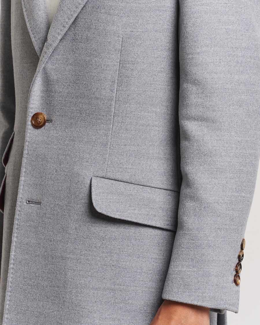 Uomini | Giacche | Brunello Cucinelli | Single Breasted Beaver Wool Coat Pearl Grey