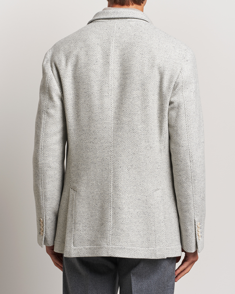 Uomini | Giacche | Brunello Cucinelli | Cashmere Herringbone City Jacket Pearl Grey