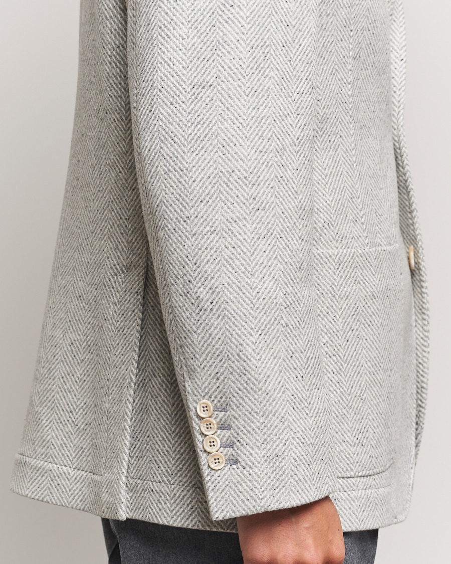 Uomini | Giacche | Brunello Cucinelli | Cashmere Herringbone City Jacket Pearl Grey
