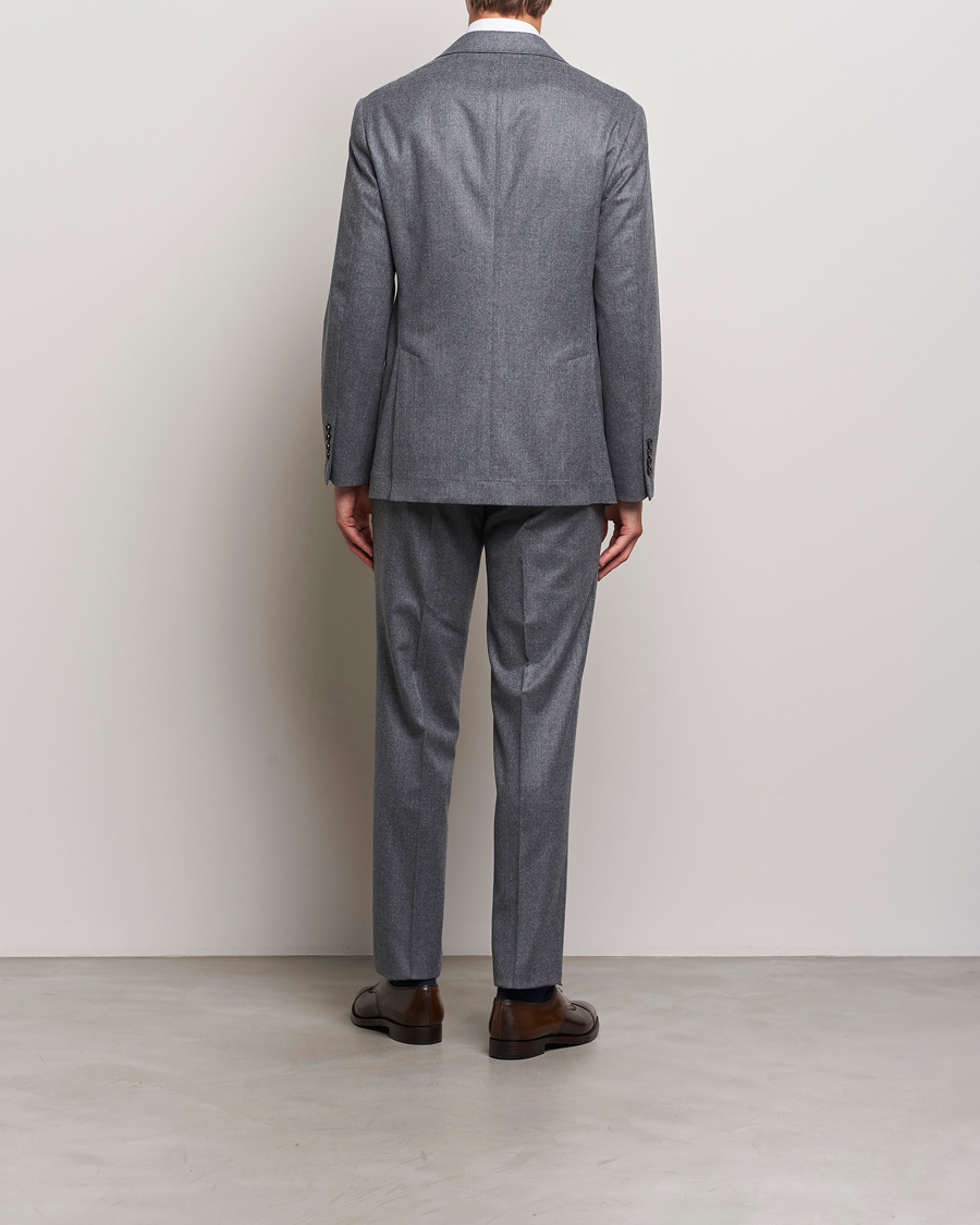 Uomini | Abiti | Brunello Cucinelli | Single Breasted Flannel Suit Grey Melange