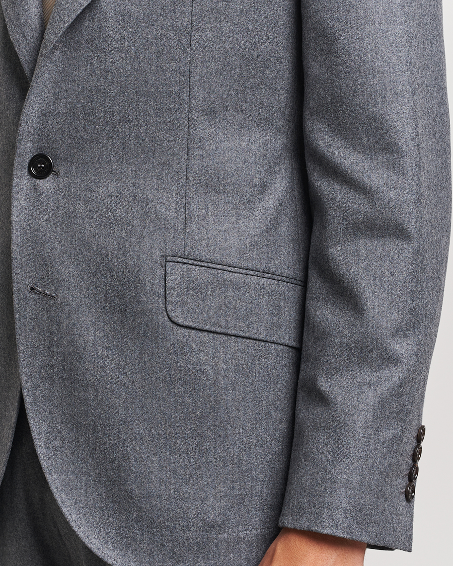 Uomini | Abiti | Brunello Cucinelli | Single Breasted Flannel Suit Grey Melange