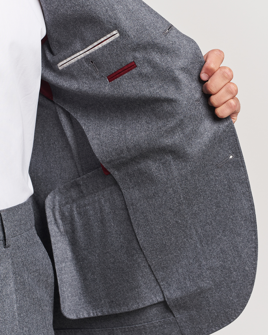 Uomini | Abiti | Brunello Cucinelli | Single Breasted Flannel Suit Grey Melange