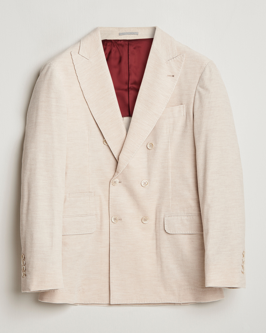 Uomini | Blazers | Brunello Cucinelli | Double Breasted Cashmere Corduroy Blazer Sand