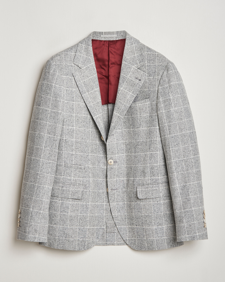 Uomini | Blazers | Brunello Cucinelli | Single Breasted Check Blazer Pearl Grey