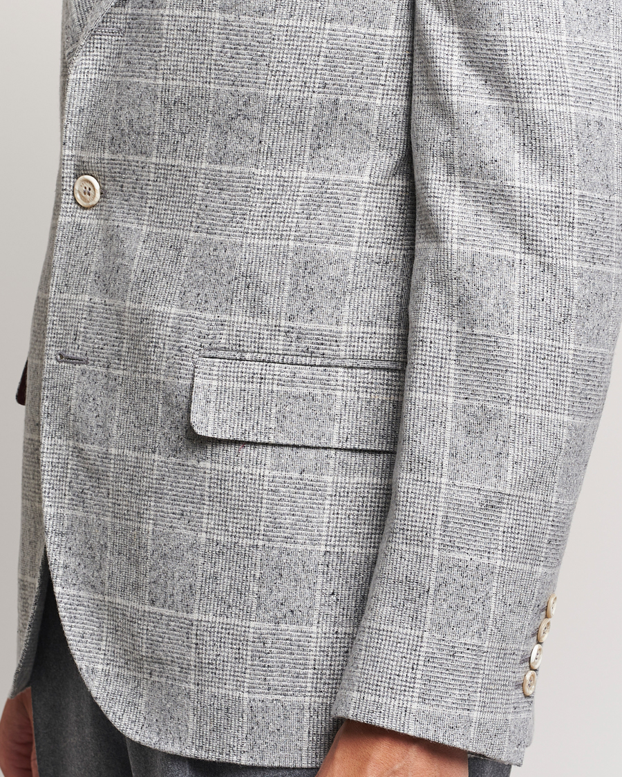 Uomini | Blazers | Brunello Cucinelli | Single Breasted Check Blazer Pearl Grey