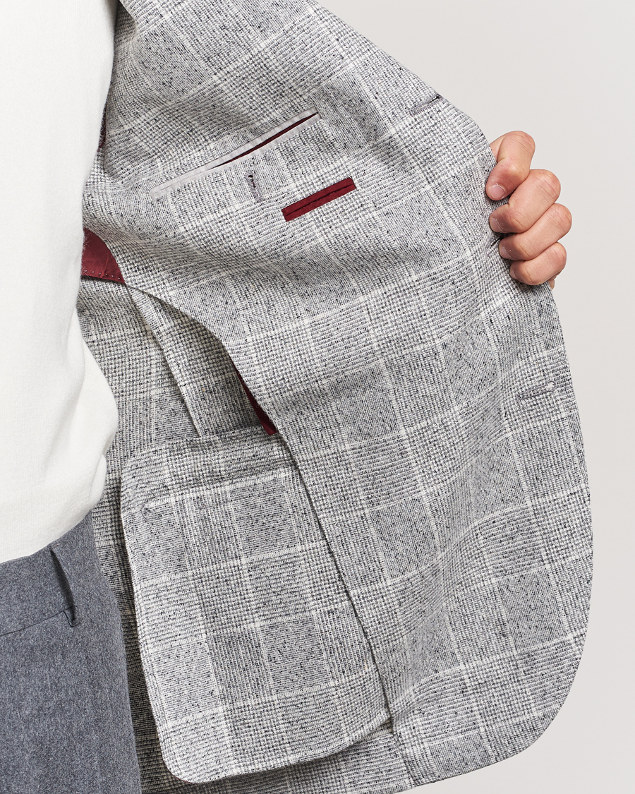 Uomini | Blazers | Brunello Cucinelli | Single Breasted Check Blazer Pearl Grey