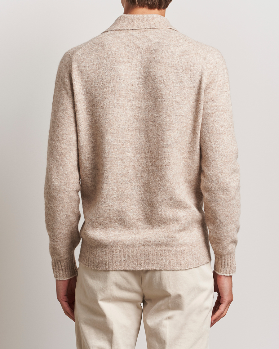 Uomini | Maglieria | Brunello Cucinelli | Alpaca Wool Long Sleeve Polo Light Beige