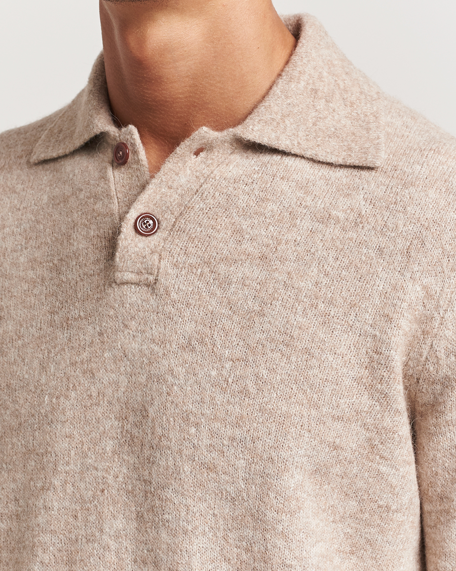 Uomini | Maglieria | Brunello Cucinelli | Alpaca Wool Long Sleeve Polo Light Beige