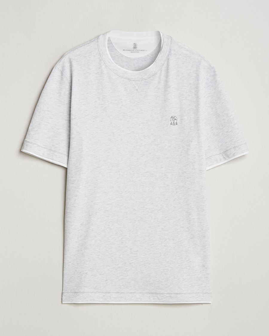 Uomini | T-shirt | Brunello Cucinelli | Short Sleeve Logo T-Shirt Light Grey