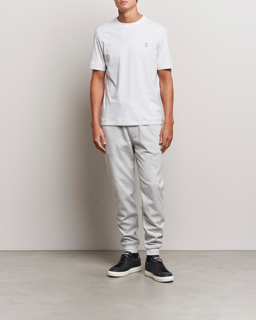 Uomini | T-shirt | Brunello Cucinelli | Short Sleeve Logo T-Shirt Light Grey
