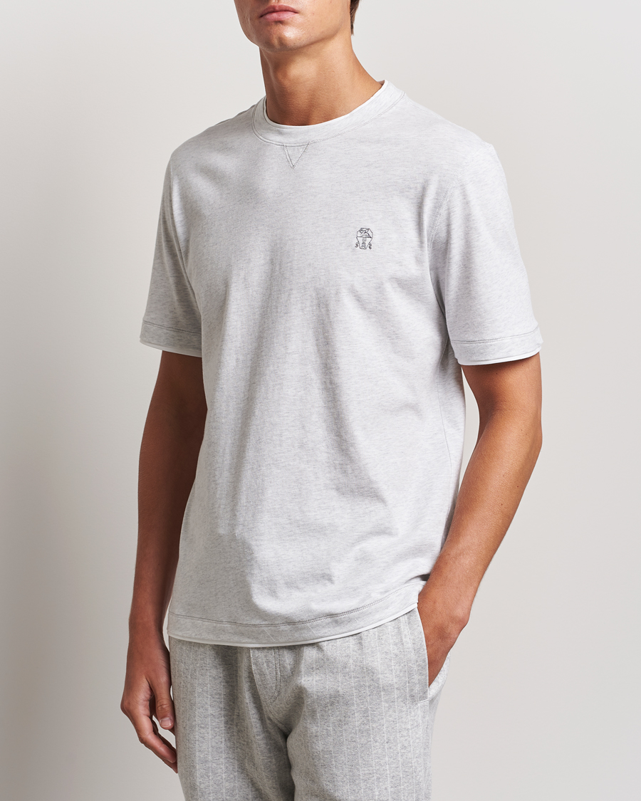 Uomini | T-shirt | Brunello Cucinelli | Short Sleeve Logo T-Shirt Light Grey