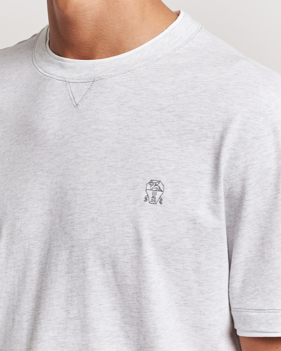 Uomini | T-shirt | Brunello Cucinelli | Short Sleeve Logo T-Shirt Light Grey