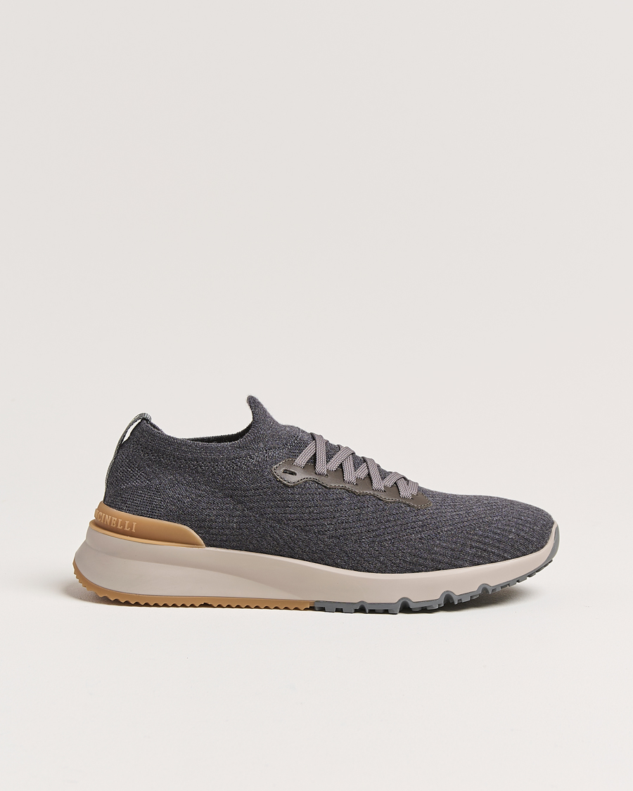 Uomini | Brunello Cucinelli Flannel Running Sneakers Antracite | Brunello Cucinelli | Flannel Running Sneakers Antracite