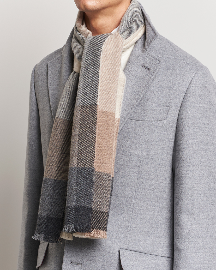 Uomini | Brunello Cucinelli Wool/Cashmere Scarf Grey/Beige | Brunello Cucinelli | Wool/Cashmere Scarf Grey/Beige