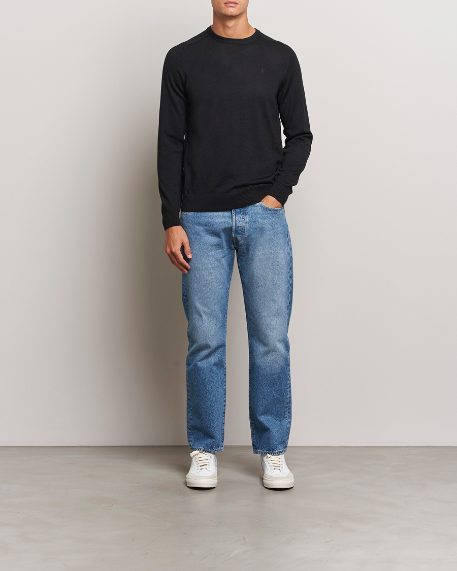 Uomini | Maglieria | Morris | Merino O-Neck Black