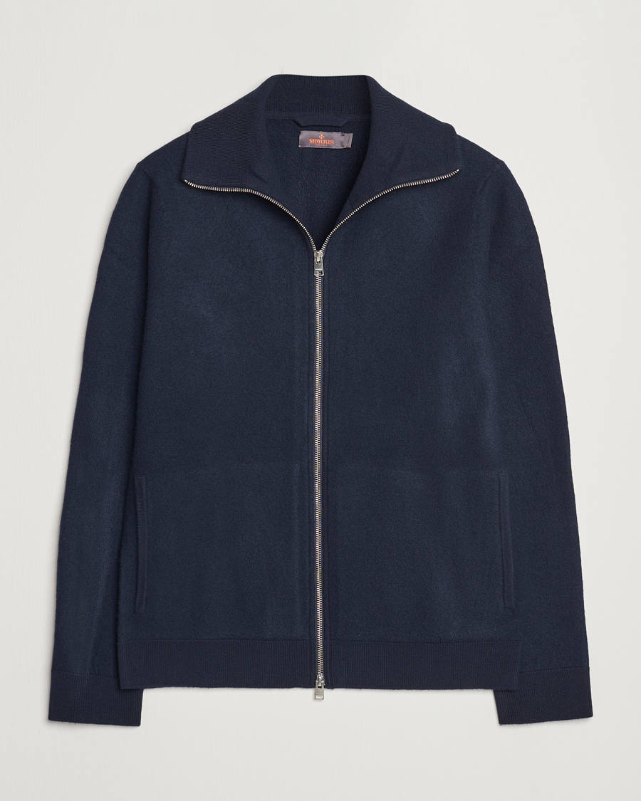 Uomini | Maglieria | Morris | York Knitted Zip Jacket Navy