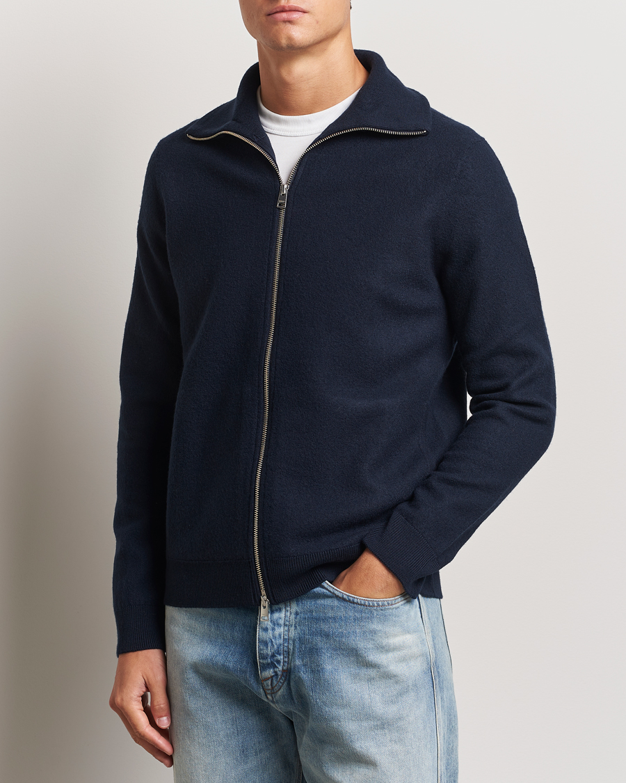 Uomini | Maglieria | Morris | York Knitted Zip Jacket Navy
