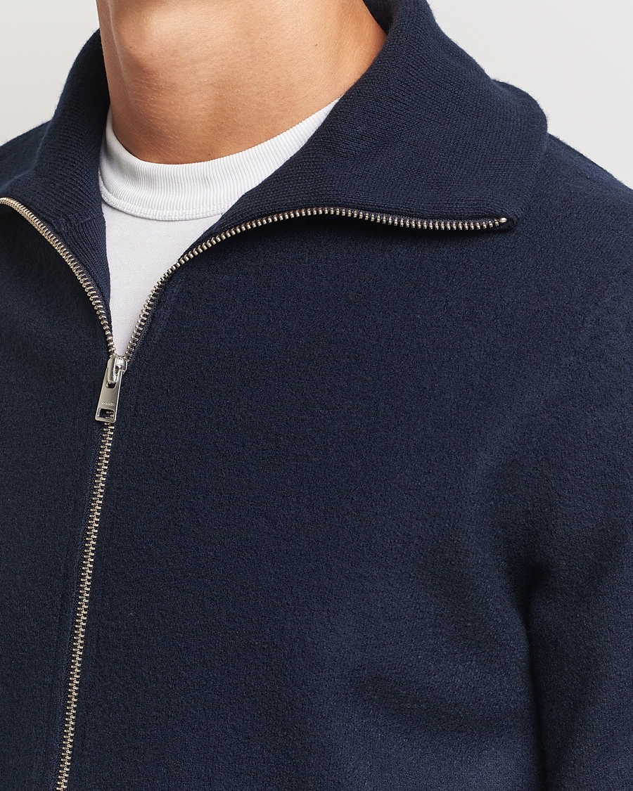 Uomini | Maglieria | Morris | York Knitted Zip Jacket Navy
