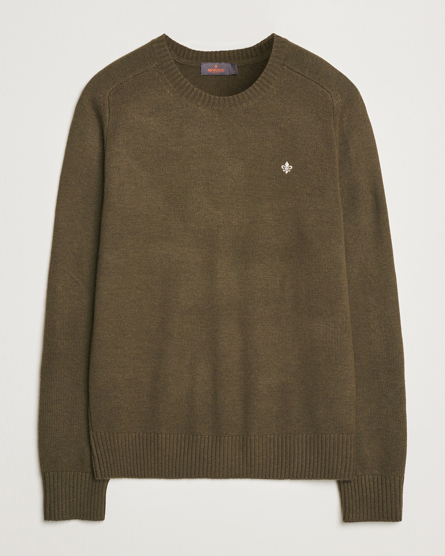 Uomini | Maglieria | Morris | Hertford Merino Crew Neck Olive