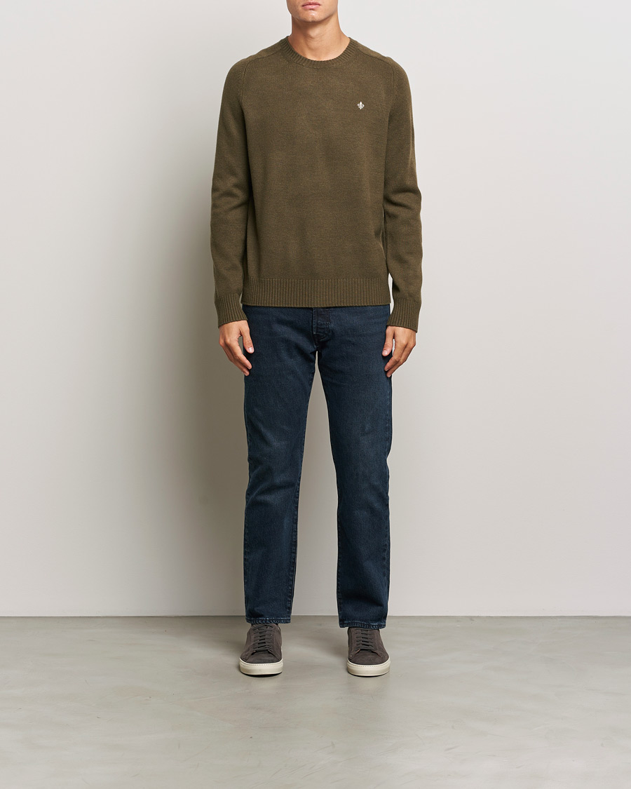 Uomini | Maglieria | Morris | Hertford Merino Crew Neck Olive