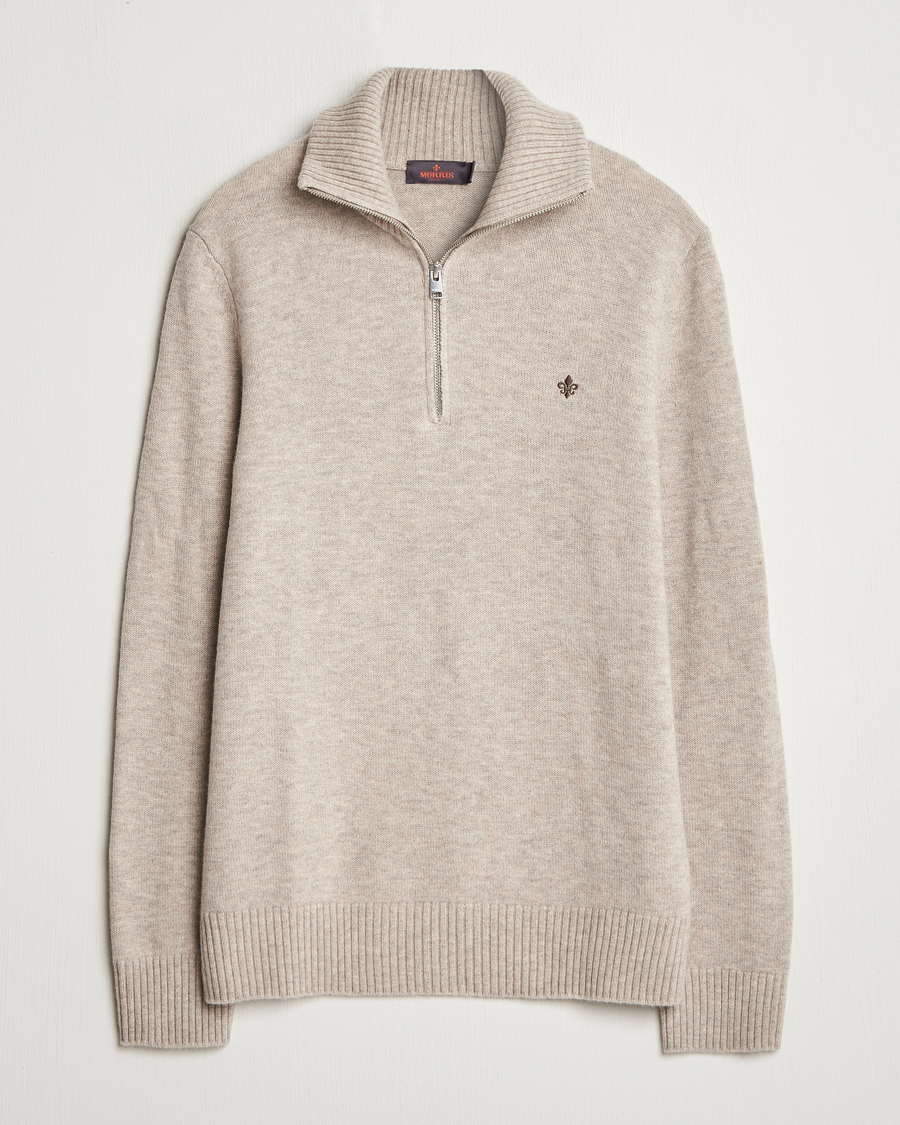 Uomini | Maglieria | Morris | Hertford Merino Half Zip Khaki