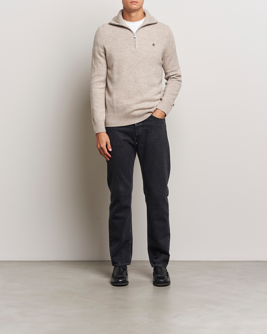Uomini | Maglieria | Morris | Hertford Merino Half Zip Khaki