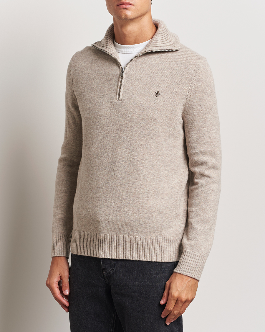 Uomini | Maglieria | Morris | Hertford Merino Half Zip Khaki