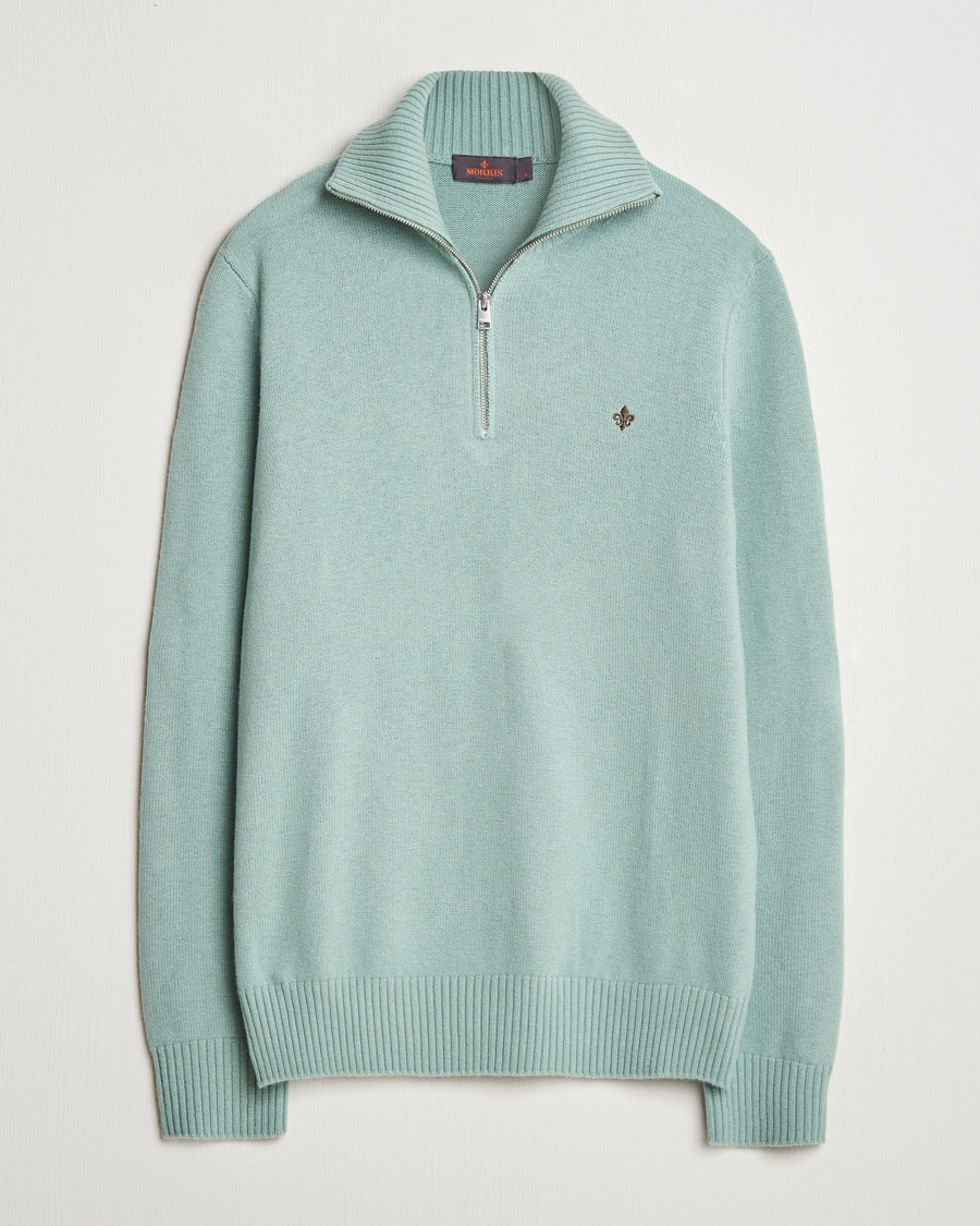 Uomini | Maglieria | Morris | Hertford Merino Half Zip Green