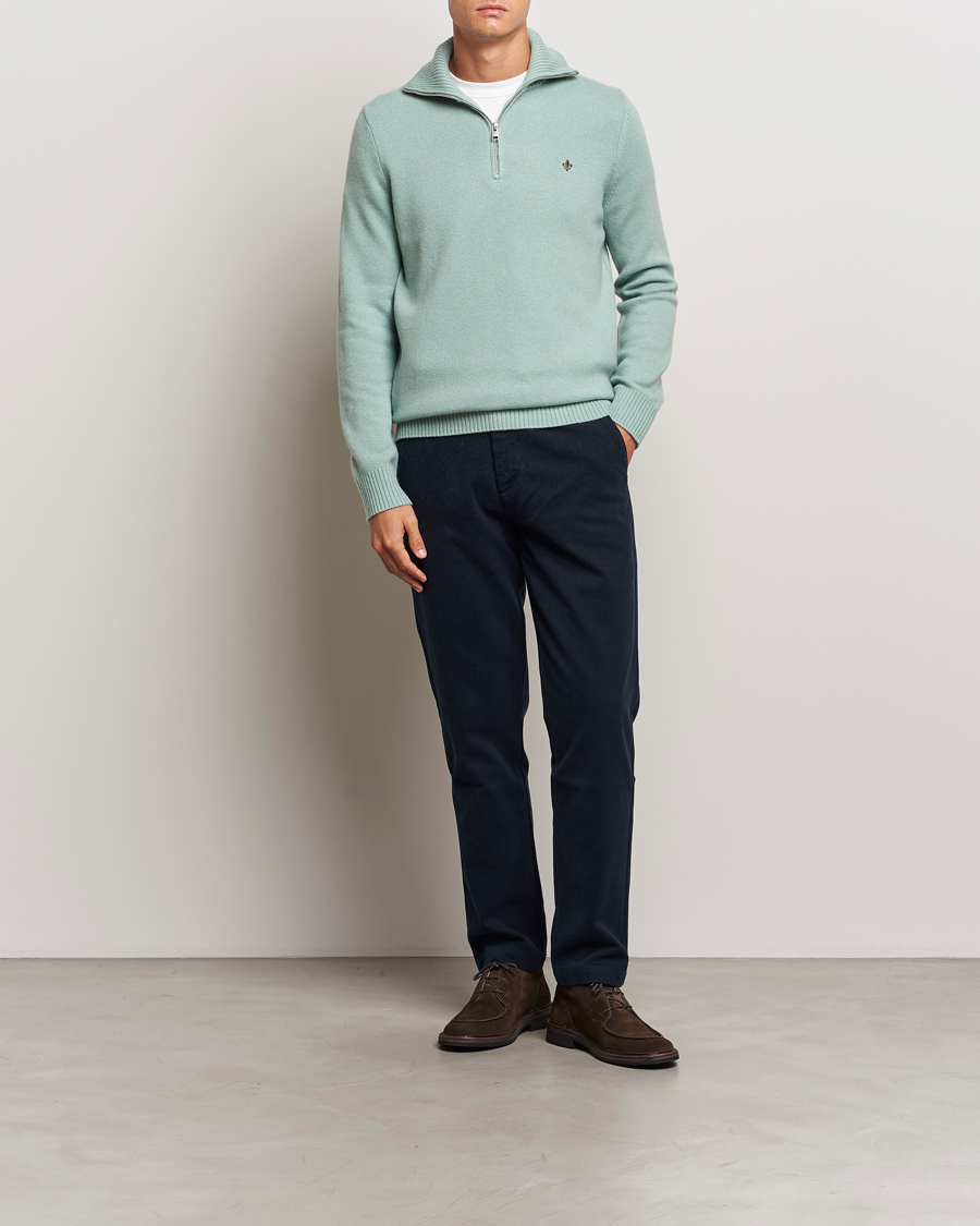 Uomini | Maglieria | Morris | Hertford Merino Half Zip Green