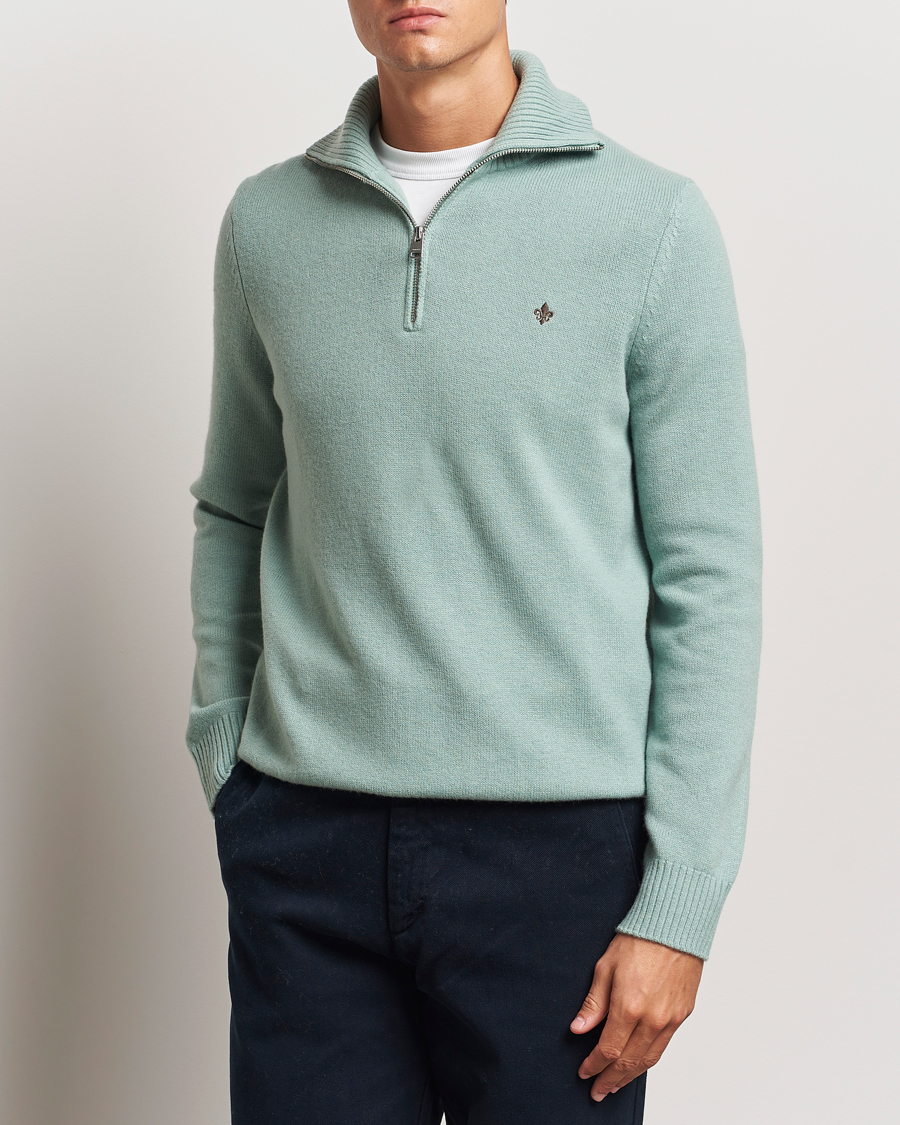 Uomini | Maglieria | Morris | Hertford Merino Half Zip Green