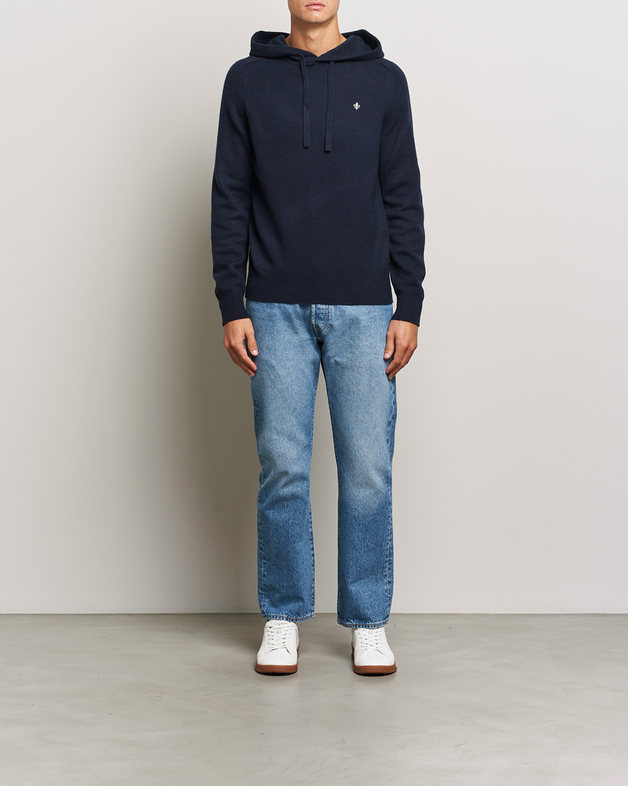 Uomini | Maglieria | Morris | Hertford Merino Hoodie Navy