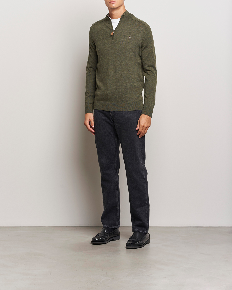 Uomini | Maglieria | Morris | John Merino Half Zip Olive