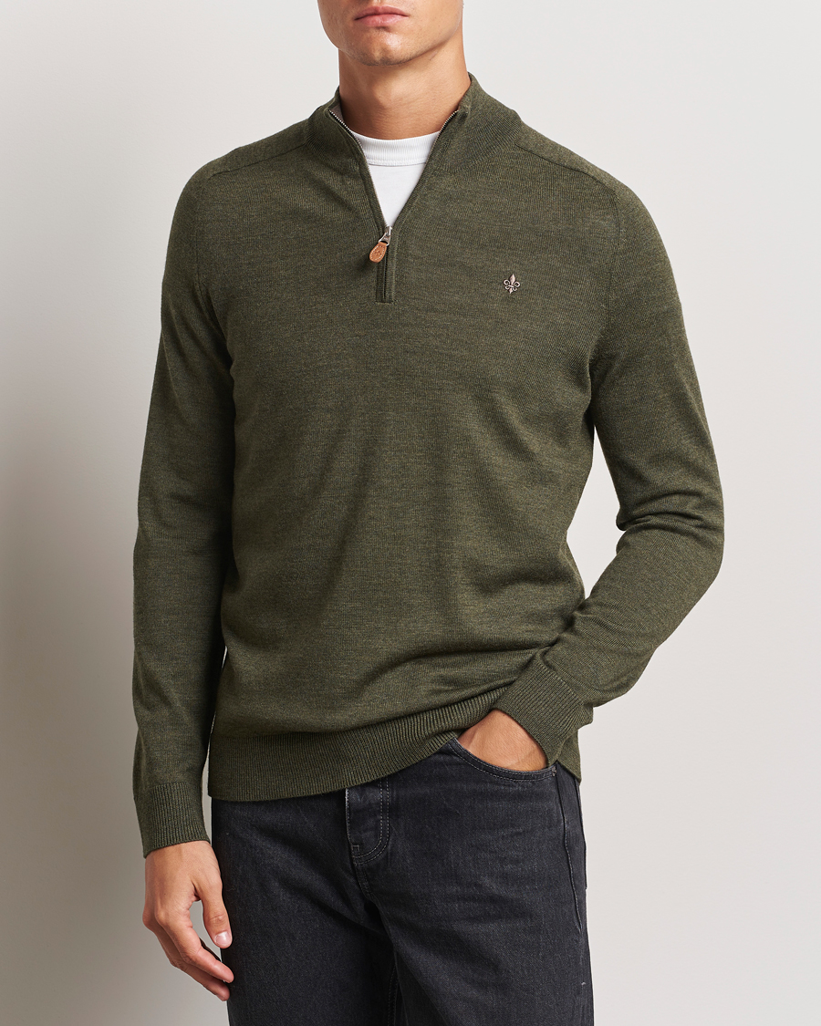 Uomini | Maglieria | Morris | John Merino Half Zip Olive