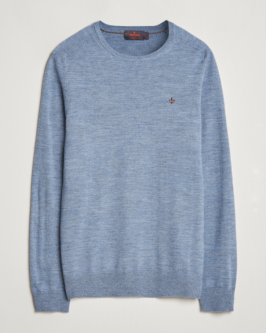 Uomini | Maglieria | Morris | Merino O-neck Light Blue