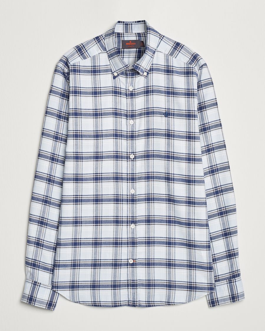 Uomini | Camicie | Morris | Soft Check Flannel Shirt Blue