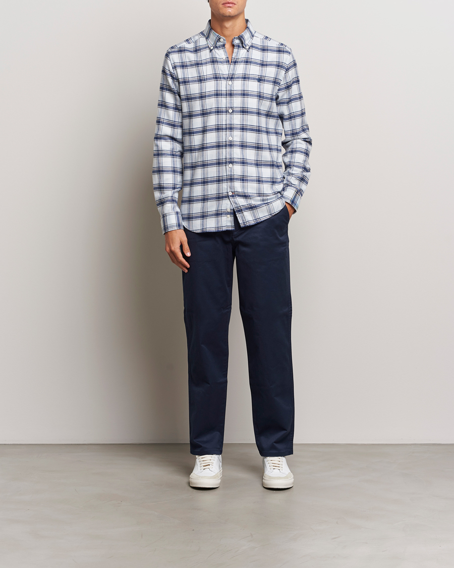 Uomini | Camicie | Morris | Soft Check Flannel Shirt Blue
