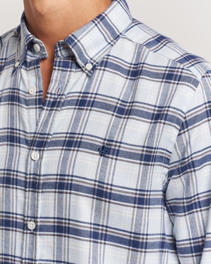 Uomini | Camicie | Morris | Soft Check Flannel Shirt Blue