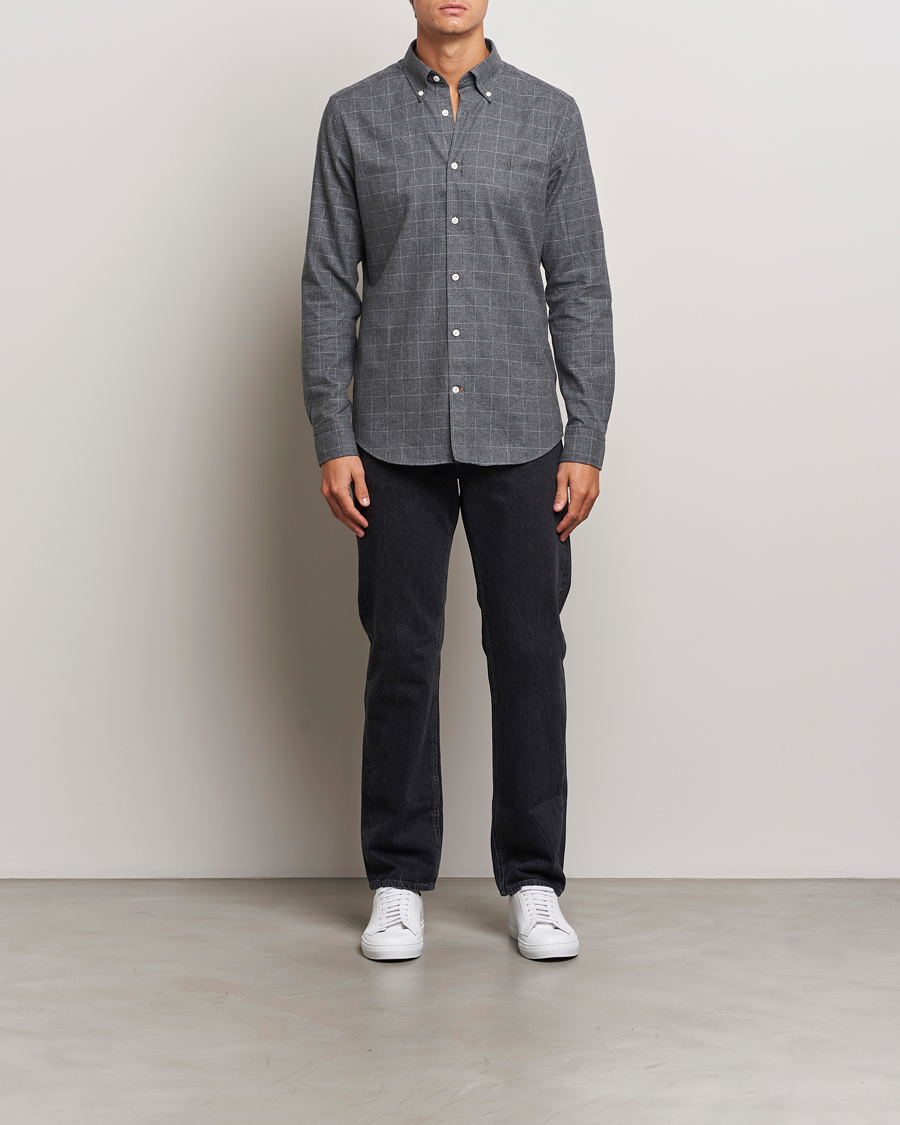 Uomini | Camicie | Morris | Flannel Overcheck Shirt Grey
